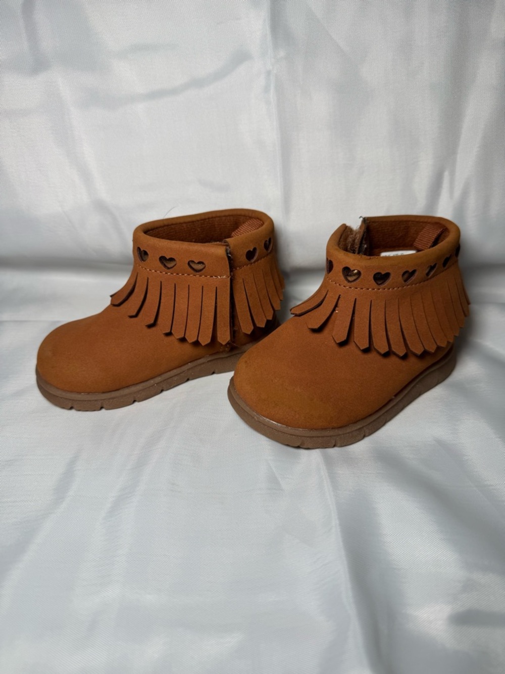 Carters Fringe Ankle Boots with Heart Cutouts - Brown